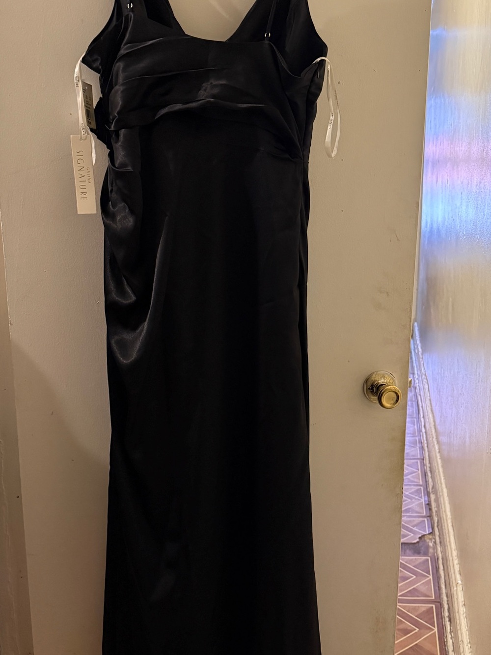 Signature Black Satin Maxi Dress with Cowl Neck